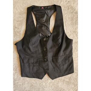 Kancy Kole Suit Vest  Fitted  Pockets Black Women Sz L